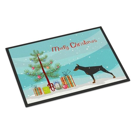 Carolines Treasures Carolines Treasures BB2978JMAT Doberman Pinscher Merry Christmas Tree Indoor or Outdoor Mat; 24 x 36 BB2978JMAT